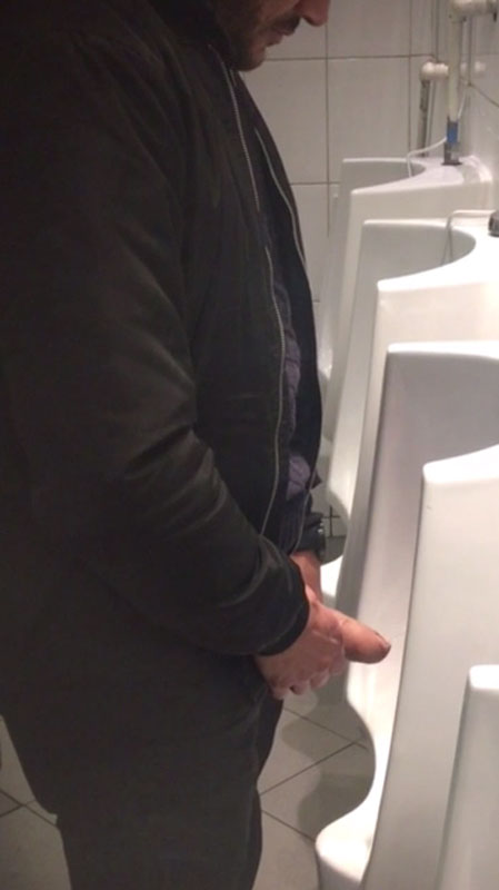Urinal Spy Masculine Latino Stud With Huge Uncut Dick Caught Pissing