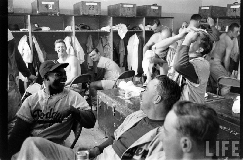Vintage Locker Room Brooklyn Dodgers Baseball Players Naked In Locker