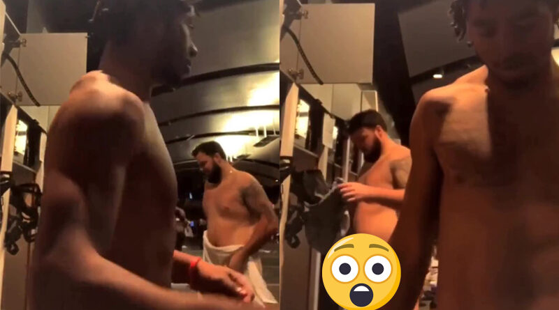 Big Football Player Caught Naked In The Locker Room