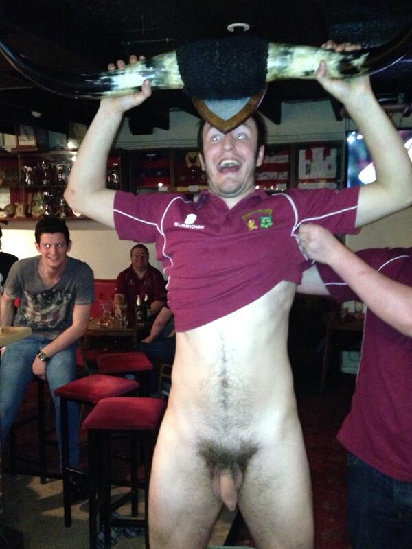 rugby player naked in pub