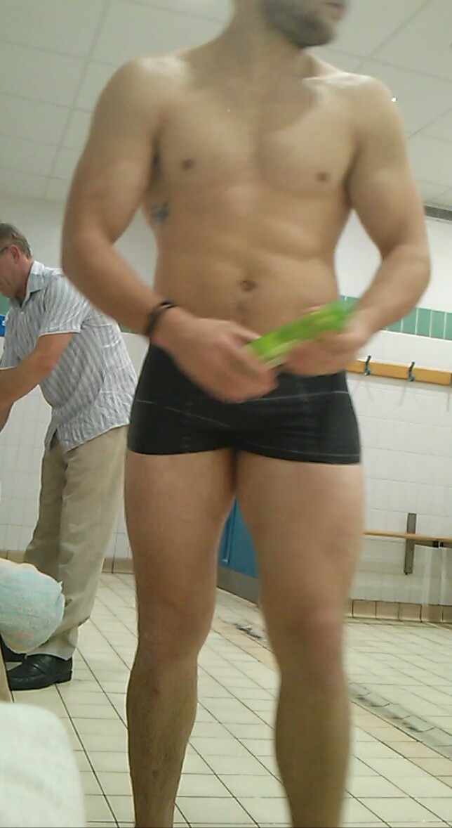 swimmer naked in changing room