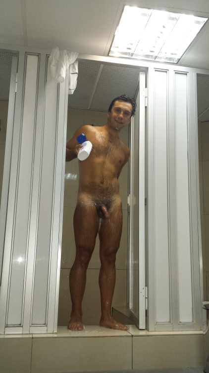soccer player naked in shower