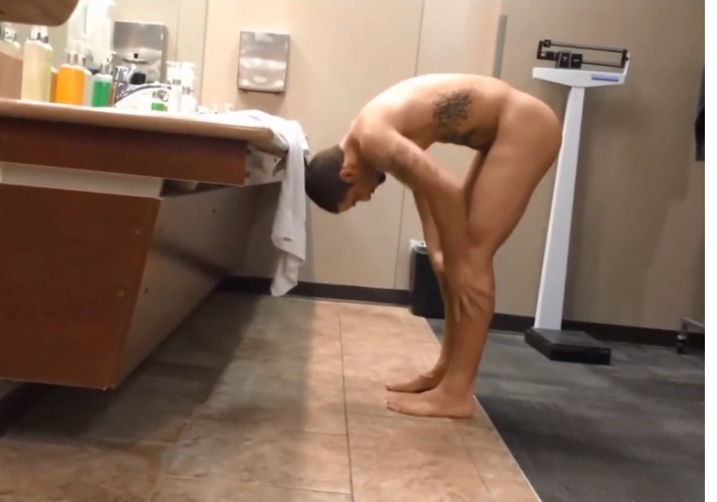 Hunk caught naked in locker room