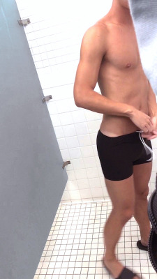 Asian swimmer naked at locker room (1)