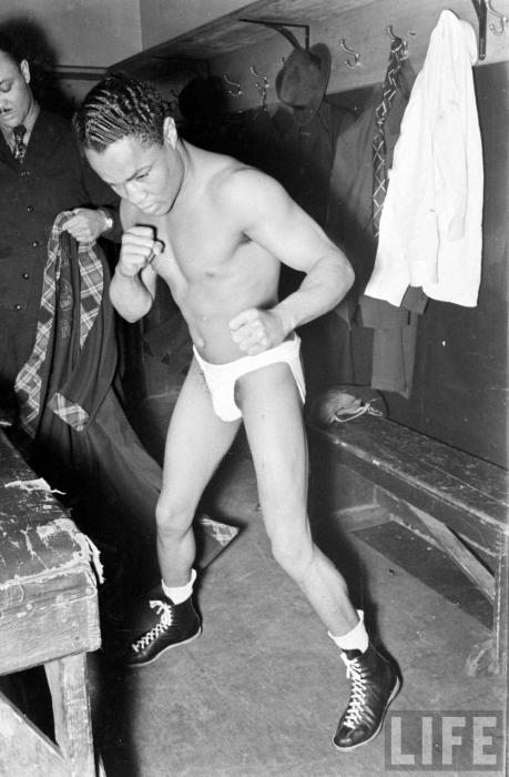 vintage locker room naked black boxer