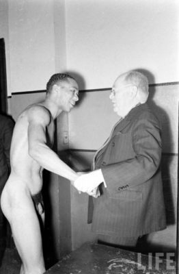 vintage locker room naked black boxer