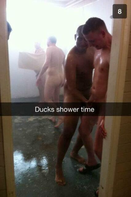 naked team in showers