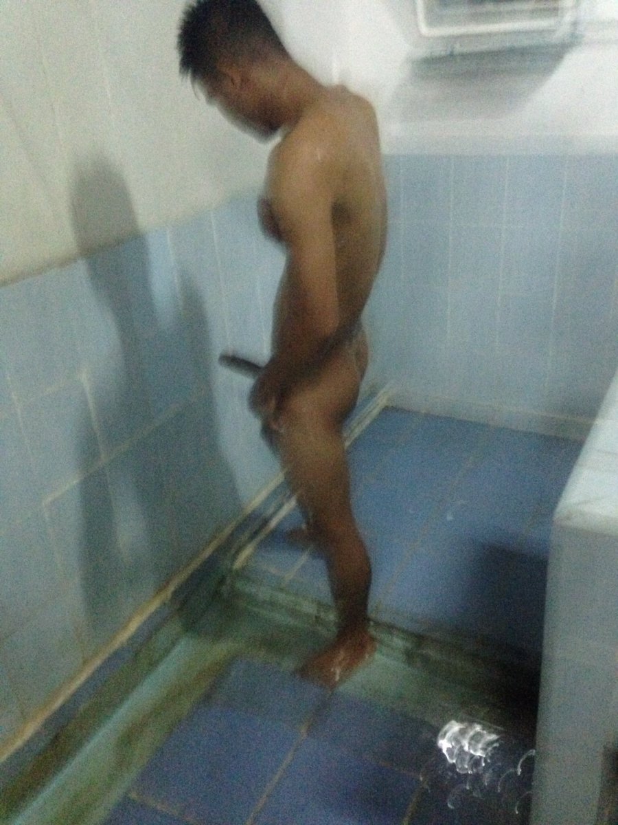Asian-soldier-with-hard-cock-in-showers